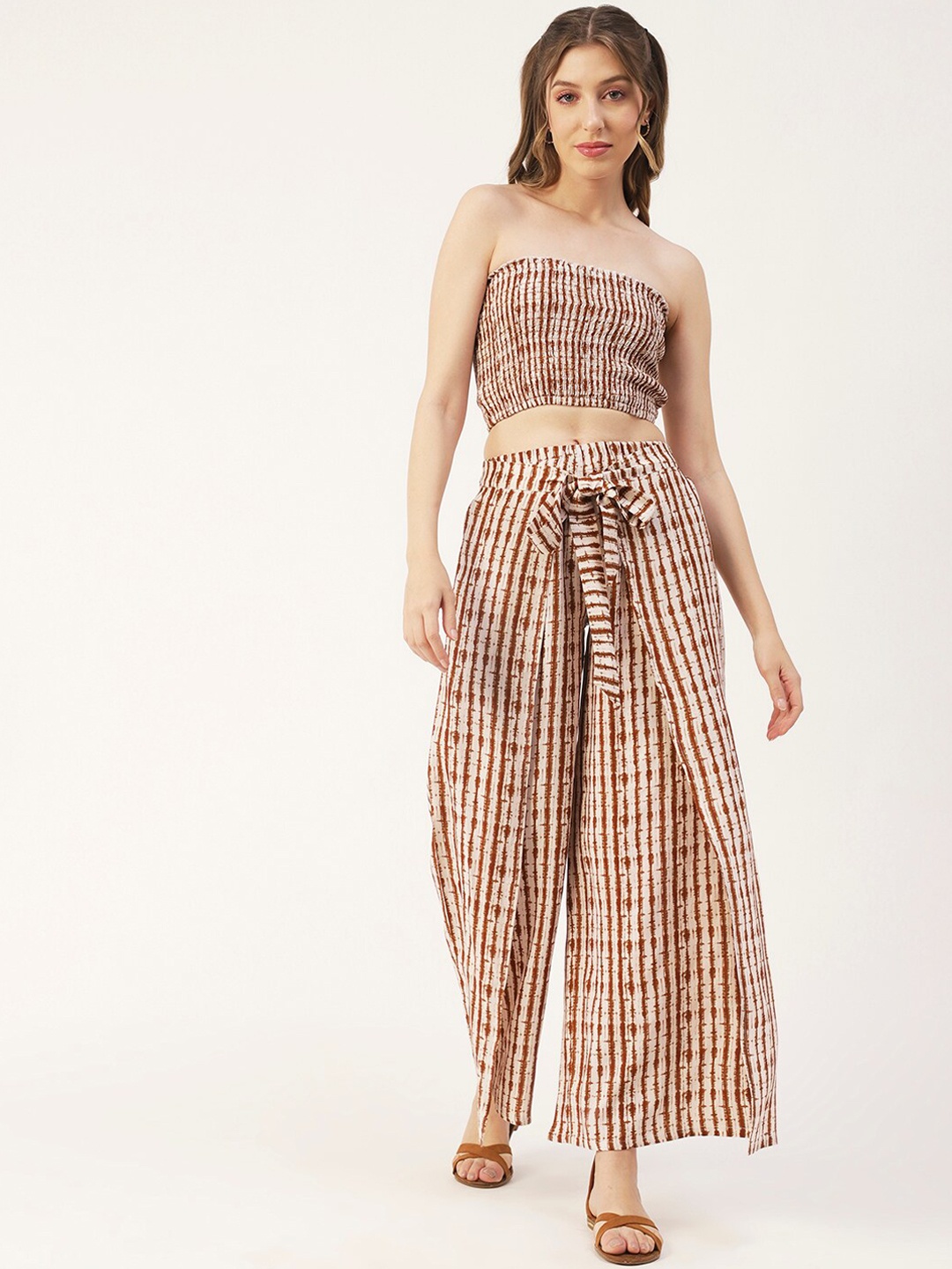 

Moomaya Abstract Printed Top & Palazzo Co-Ords Set, Brown