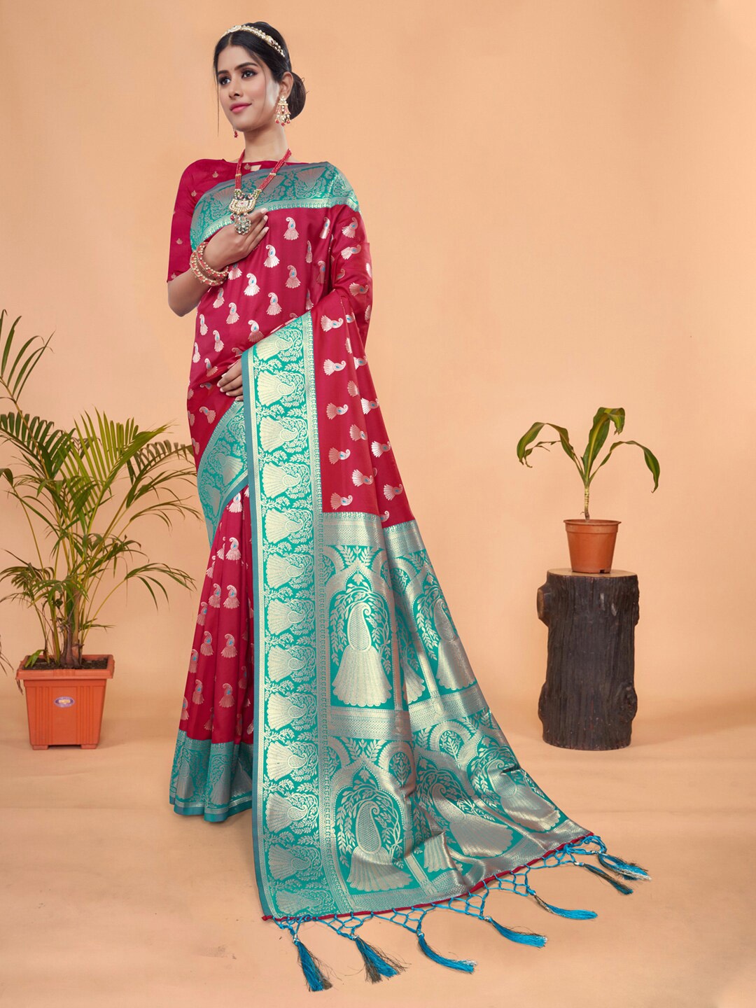 

Mitera Woven Design Zari Pure Silk Banarasi Saree, Blue
