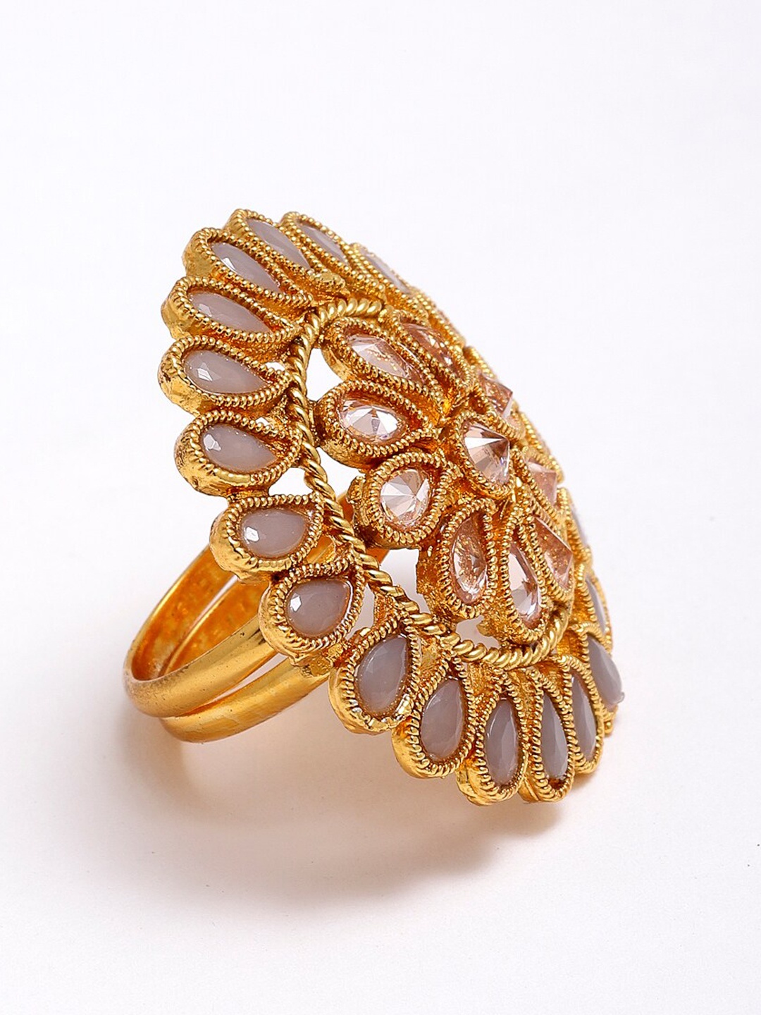 

Anouk Gold-Plated AD-Studded Adjustable Finger Ring