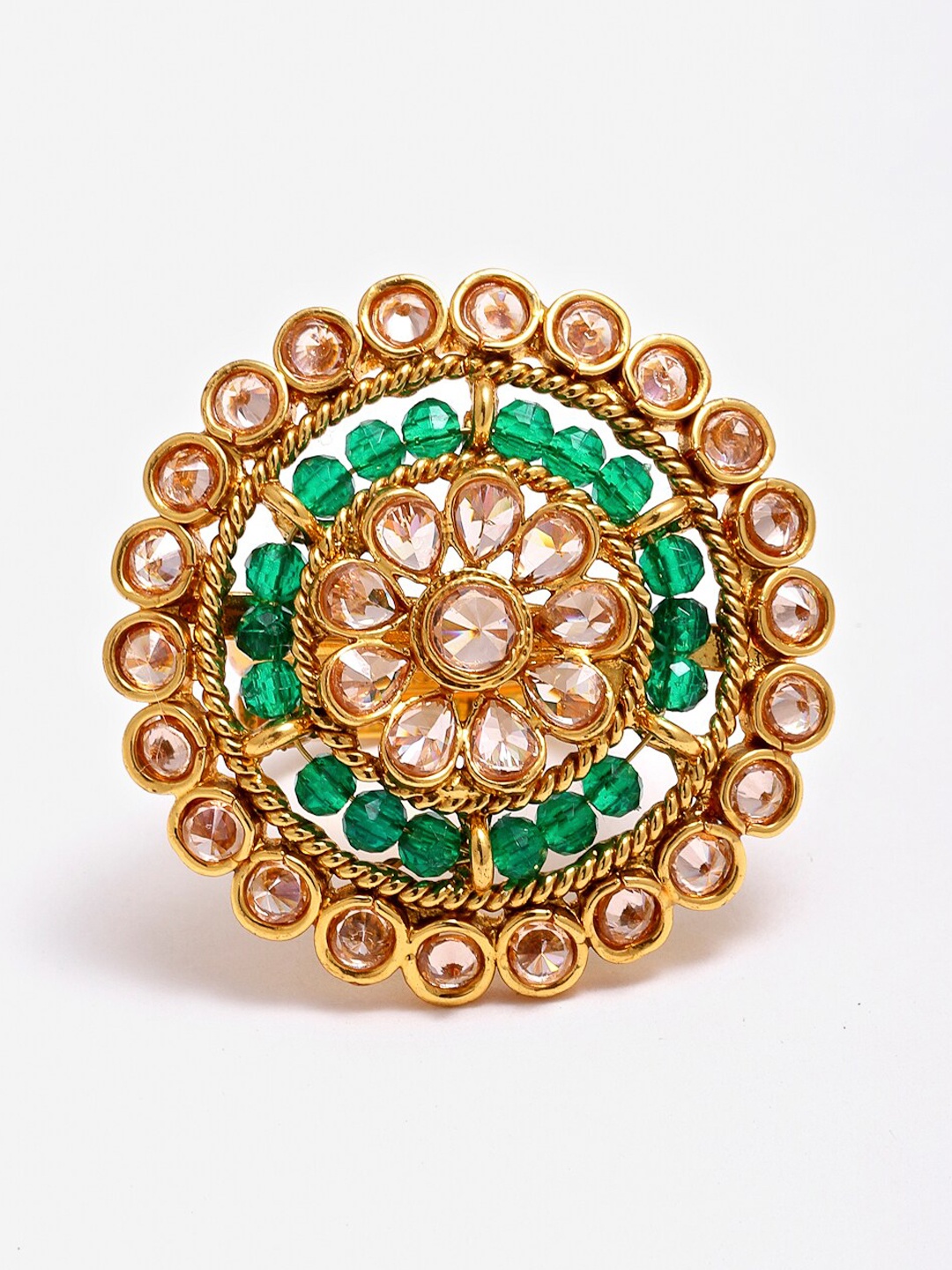 

Anouk Gold-Plated AD-Studded Adjustable Finger Ring