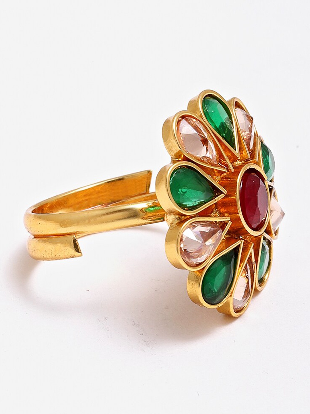 

Anouk Gold-Plated AD-Studded Adjustable Finger Ring