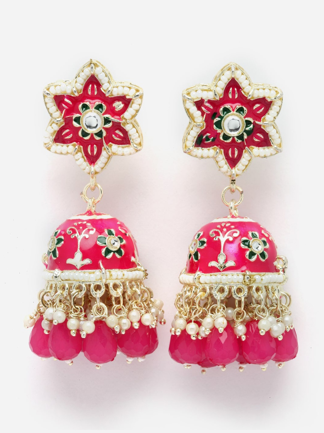 

Anouk Dome Shaped Meenakari Jhumkas, Gold
