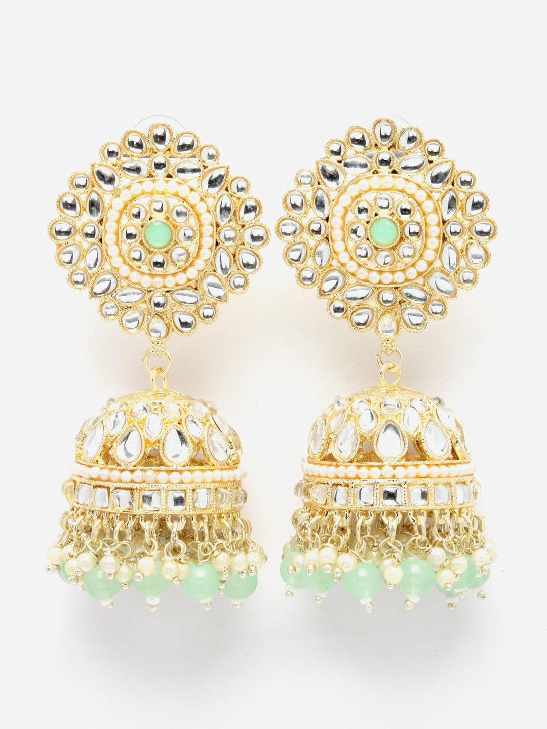 

Anouk Lime Dome Shaped Jhumkas Earrings, Gold
