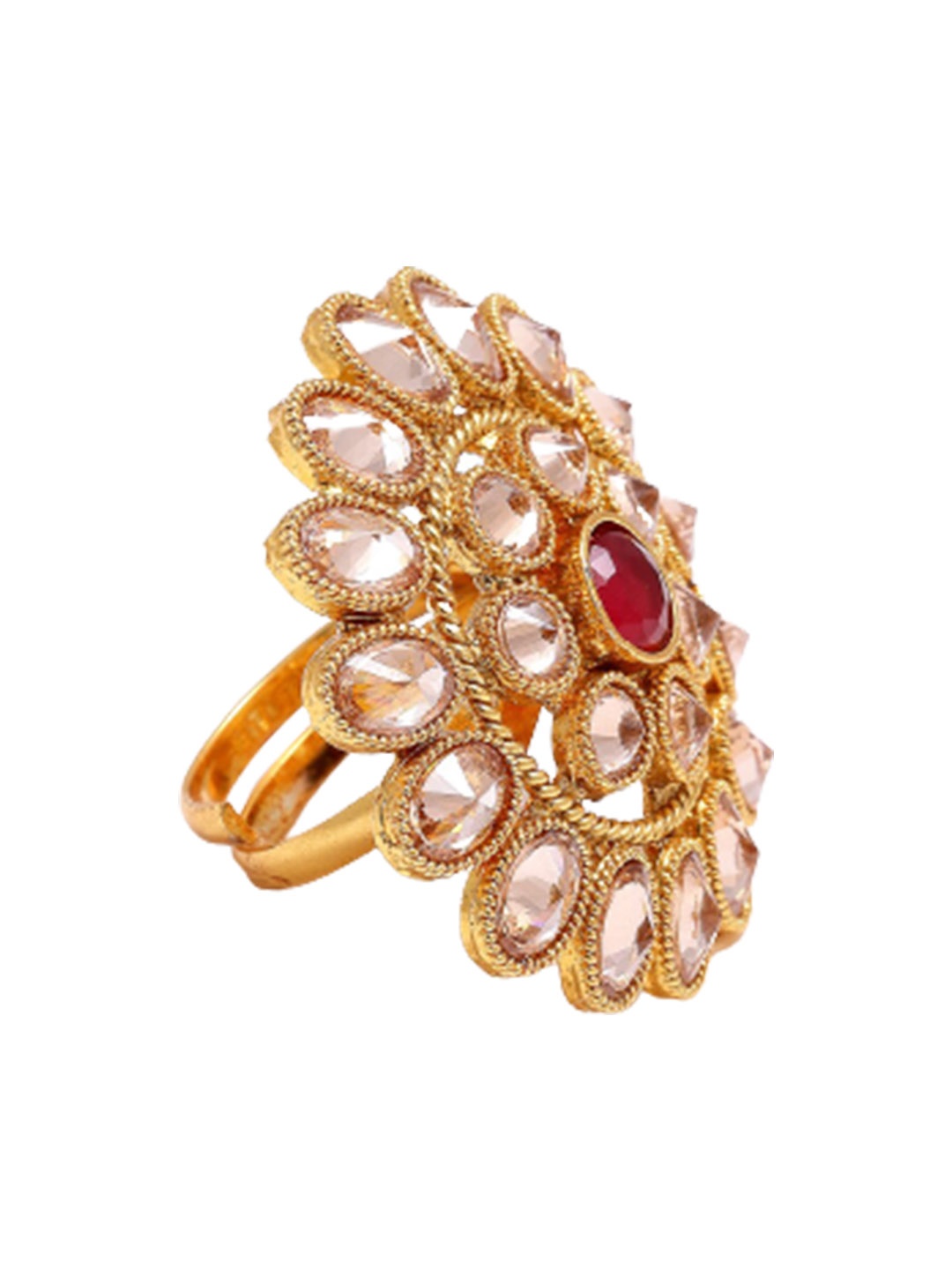 

Anouk Gold-Plated AD-Studded Adjustable Finger Ring