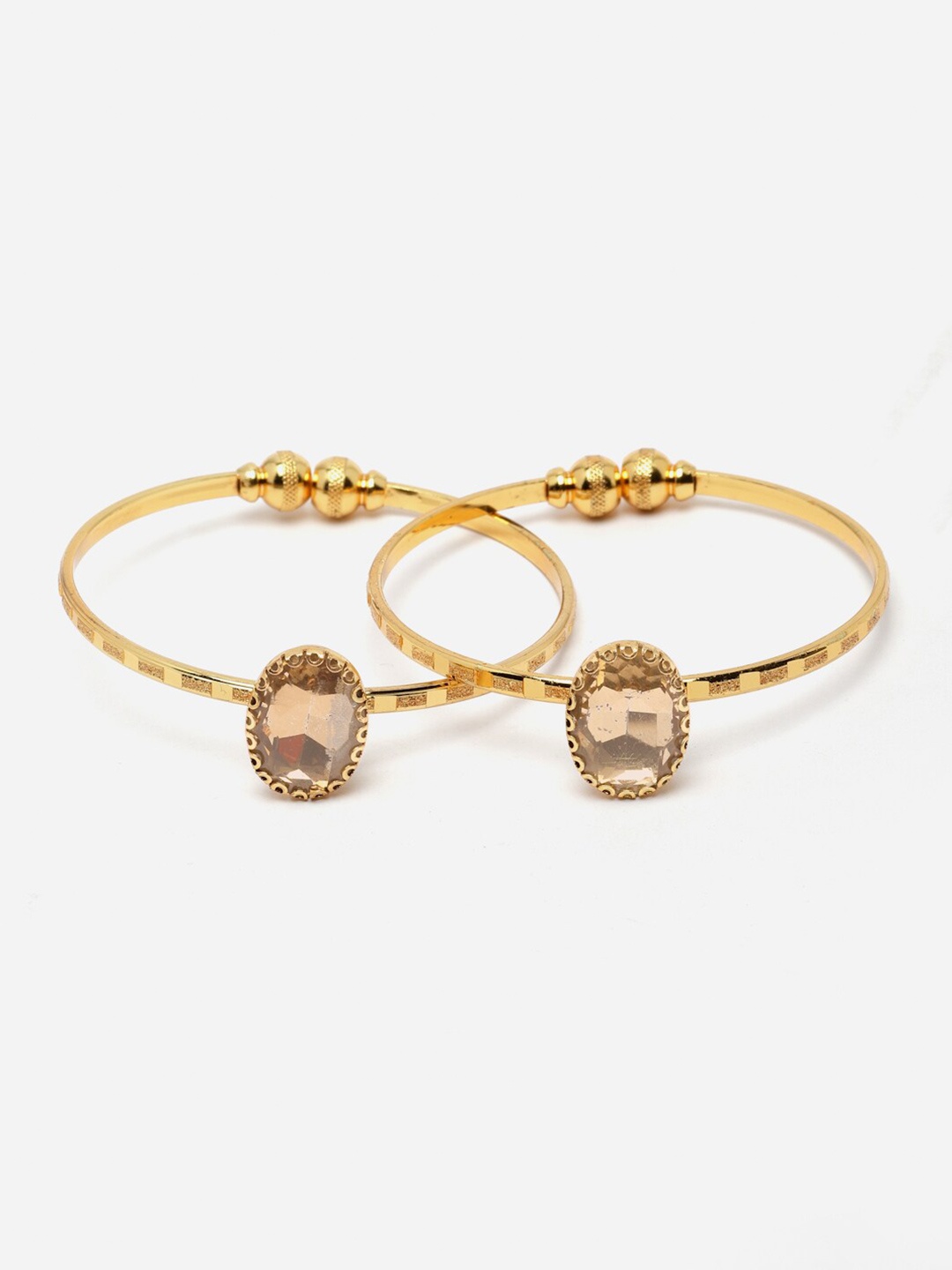 

Anouk Women Set Of 2 Gold-Toned Gold-Plated American Diamond Kada Bracelet