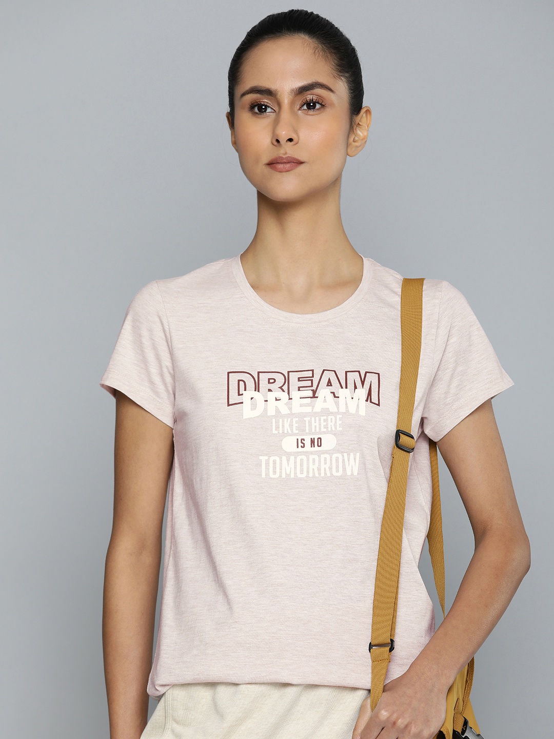 

HRX by Hrithik Roshan Women Typography Printed Cotton T-shirt, Peach