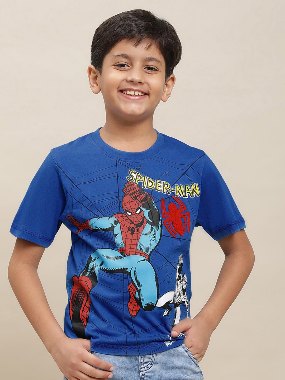

Kids Ville Boys Spiderman Printed Pure Cotton Tshirt, Blue