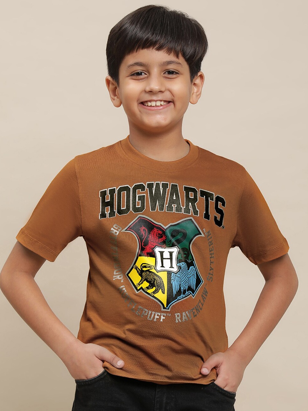 

Kids Ville Boys Harry Potter Printed Pure Cotton Tshirt, Brown
