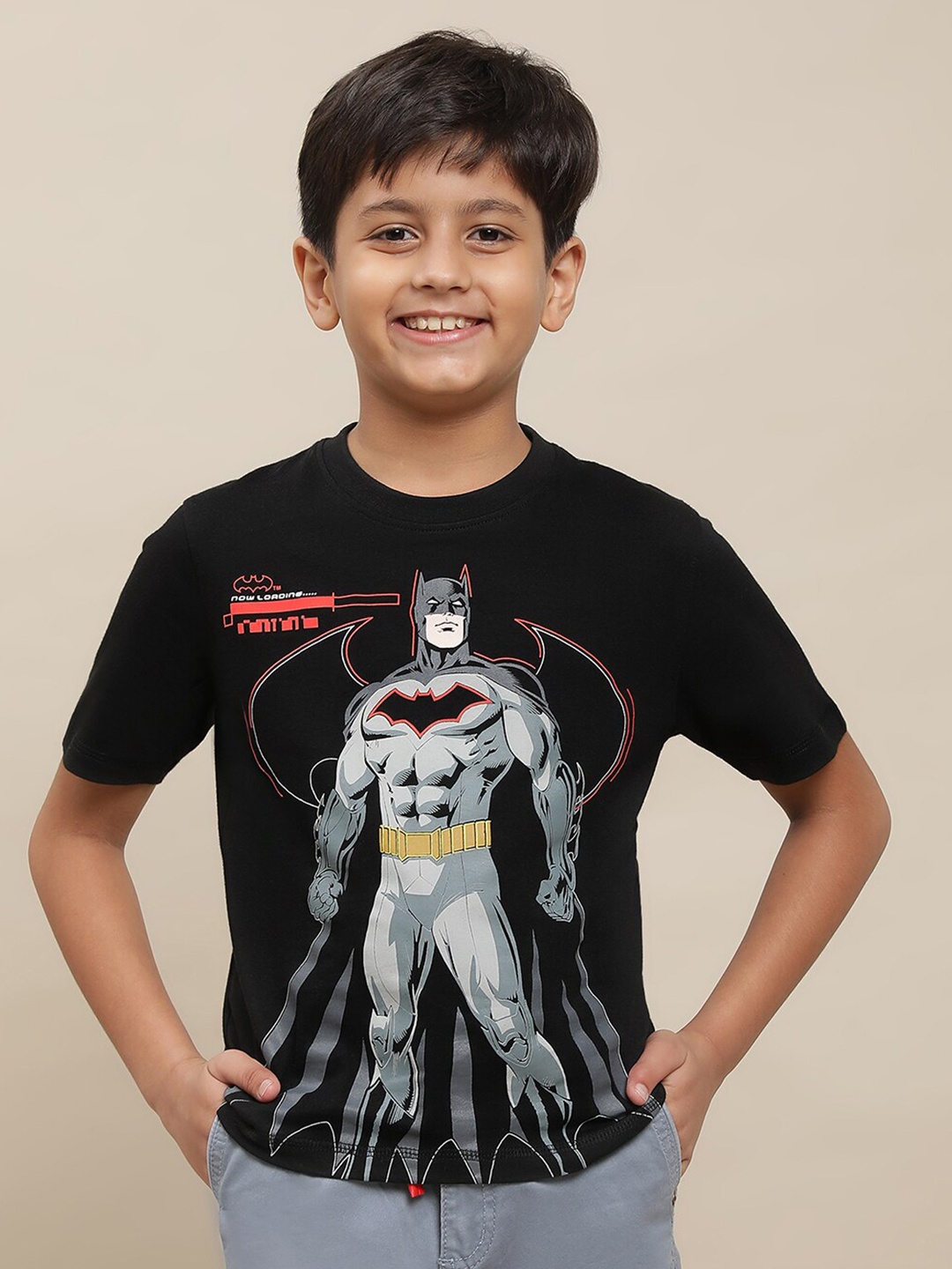 

Kids Ville Boys Batman Printed Pure Cotton T-shirt, Black