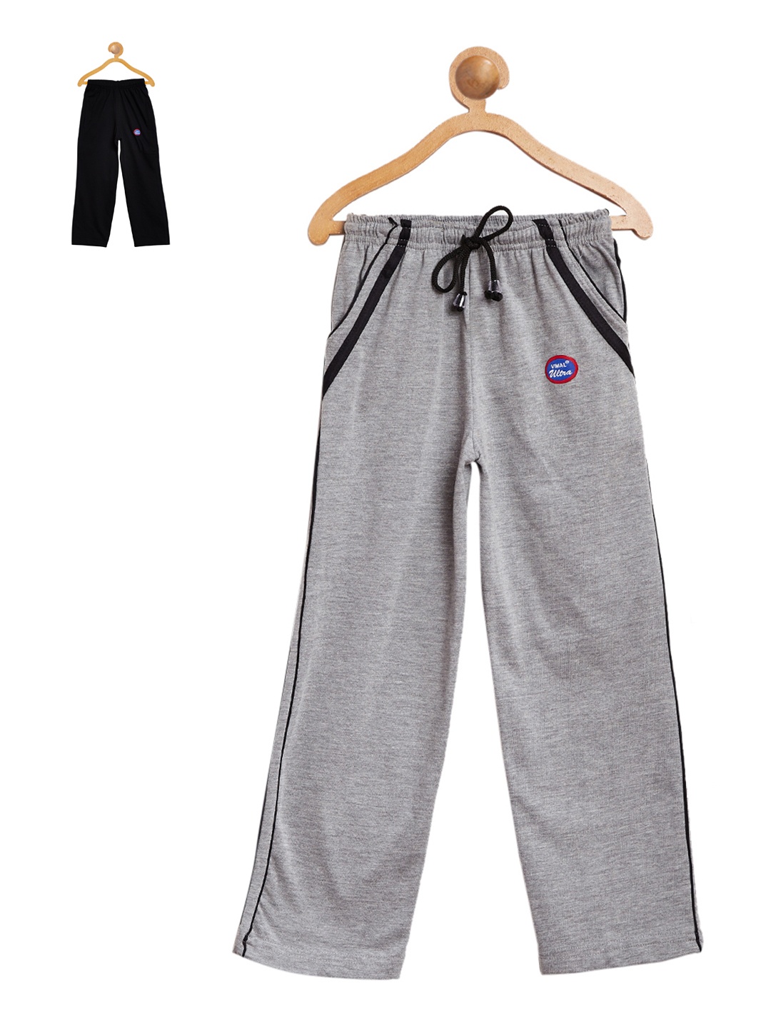 

MACK JONNEY Girls Pack of 2 Solid Slim-Fit Track Pants, Grey melange