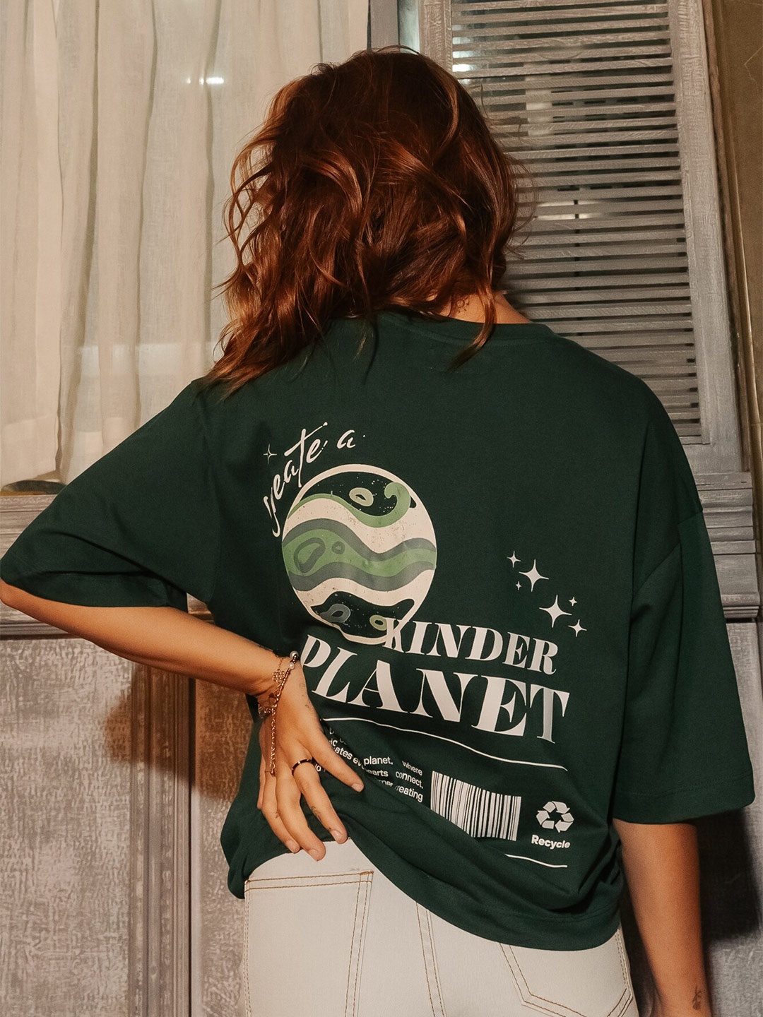 

FREAKINS GREEN Graphic Printed Round Neck Cotton Oversized T-shirt