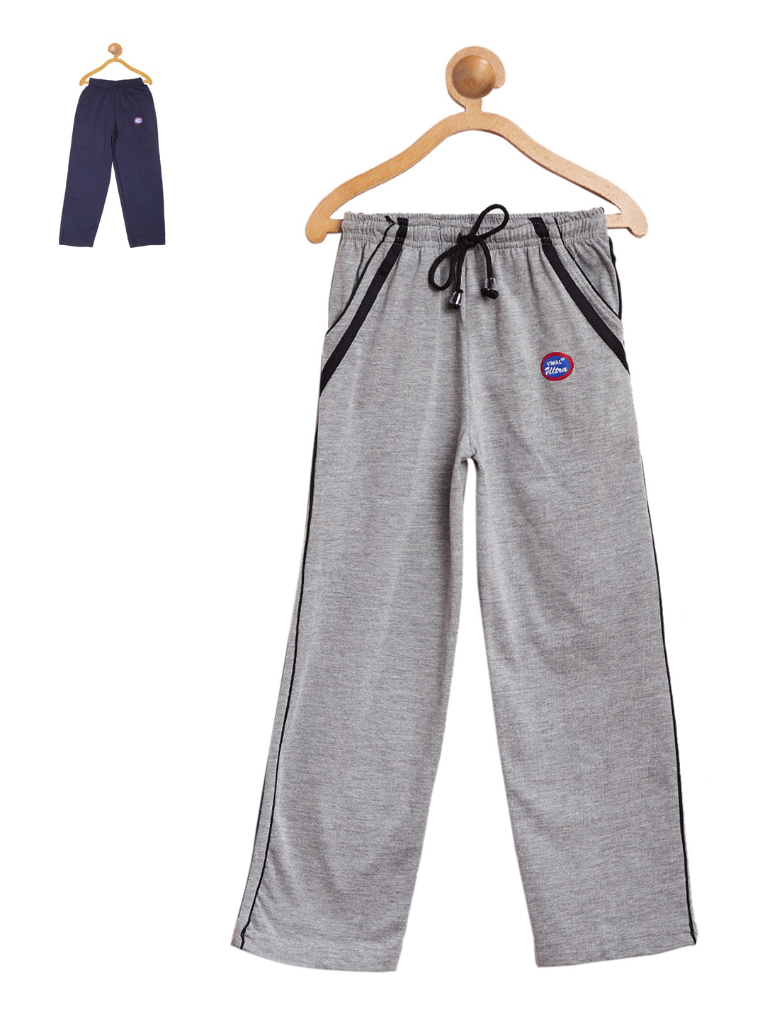 

MACK JONNEY Girls Pack of 2 Solid Slim-Fit Track Pants, Grey melange