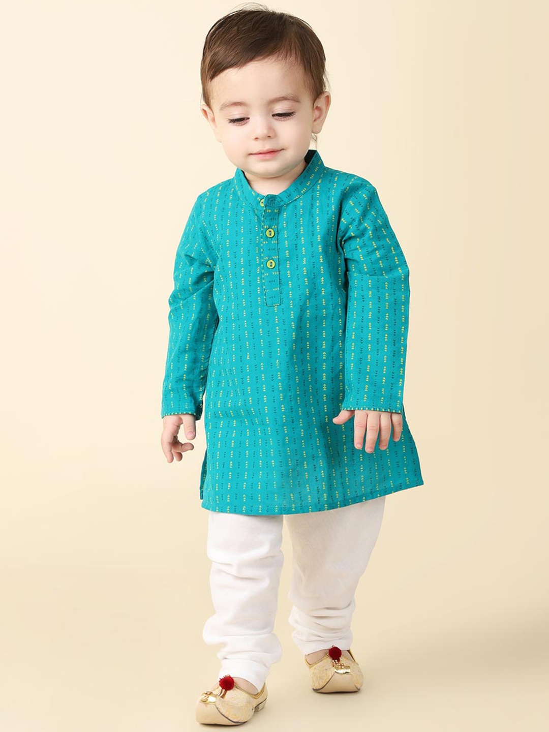 

Fabindia Boys Geometric Printed Cotton Kurta, Teal