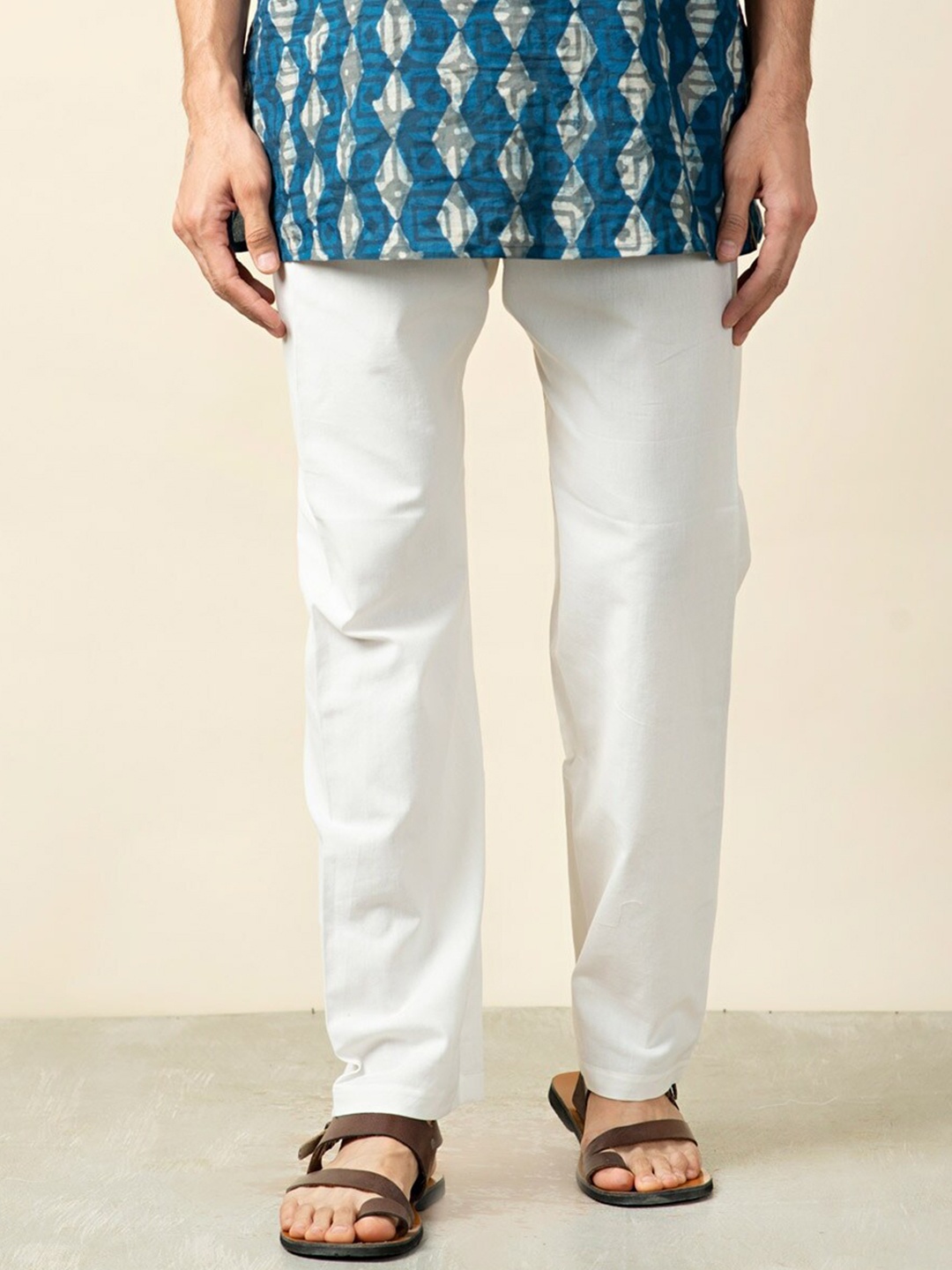 

Fabindia Mid-Rise Cotton Pyjamas, Off white