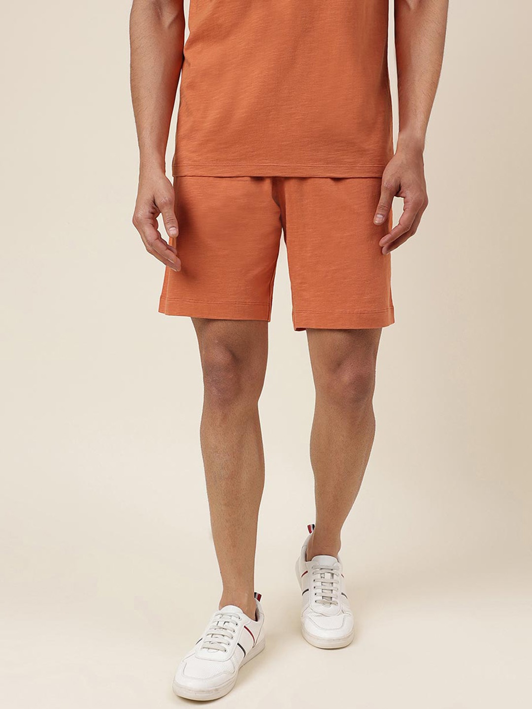 

Fabindia Men Mid Rise Cotton Shorts, Rust