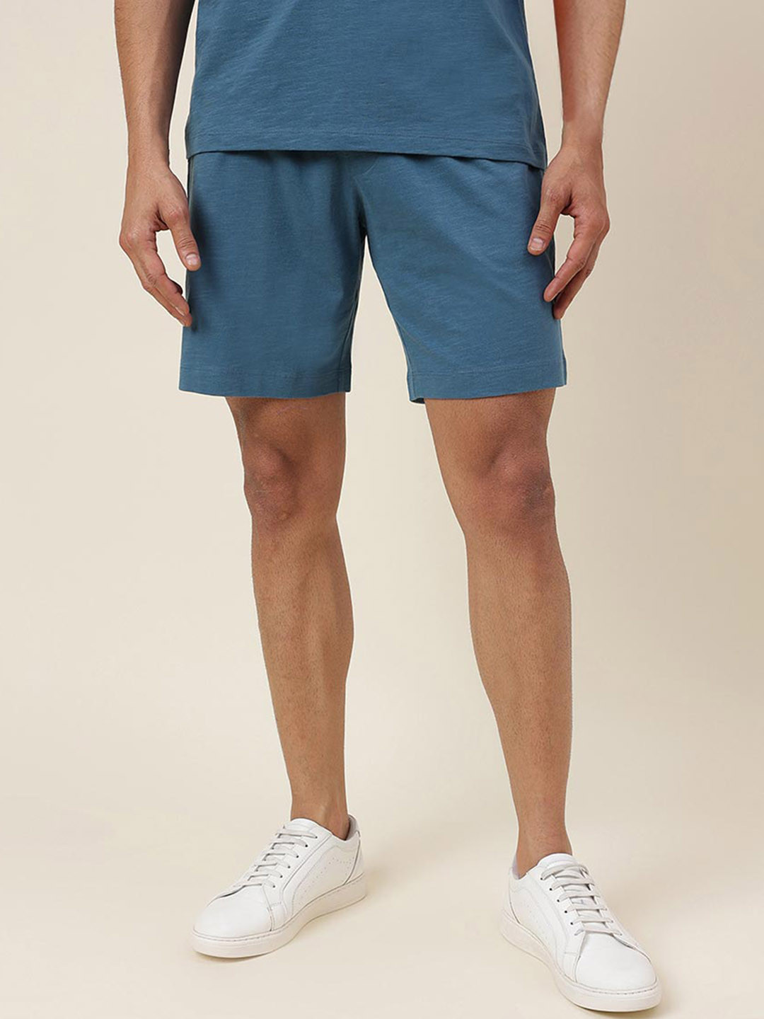 

Fabindia Men Mid Rise Cotton Shorts, Teal