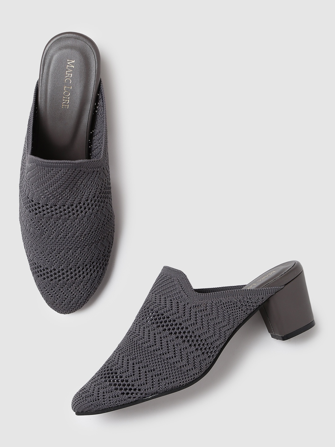 

Marc Loire Knitted Round Toe Block Mules With Backstrap, Charcoal