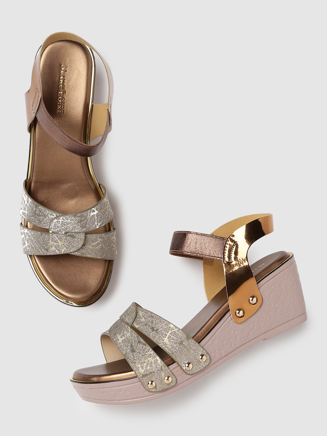 

Marc Loire Textured PU Wedge Heels, Copper