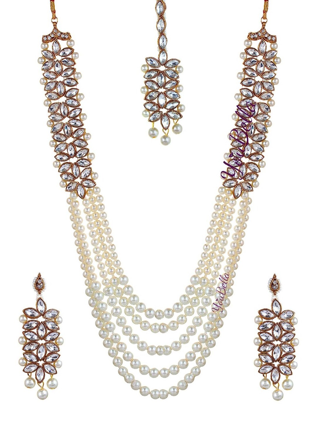 

YouBella Gold Plated Stone Studded & Beaded Jewellery Set