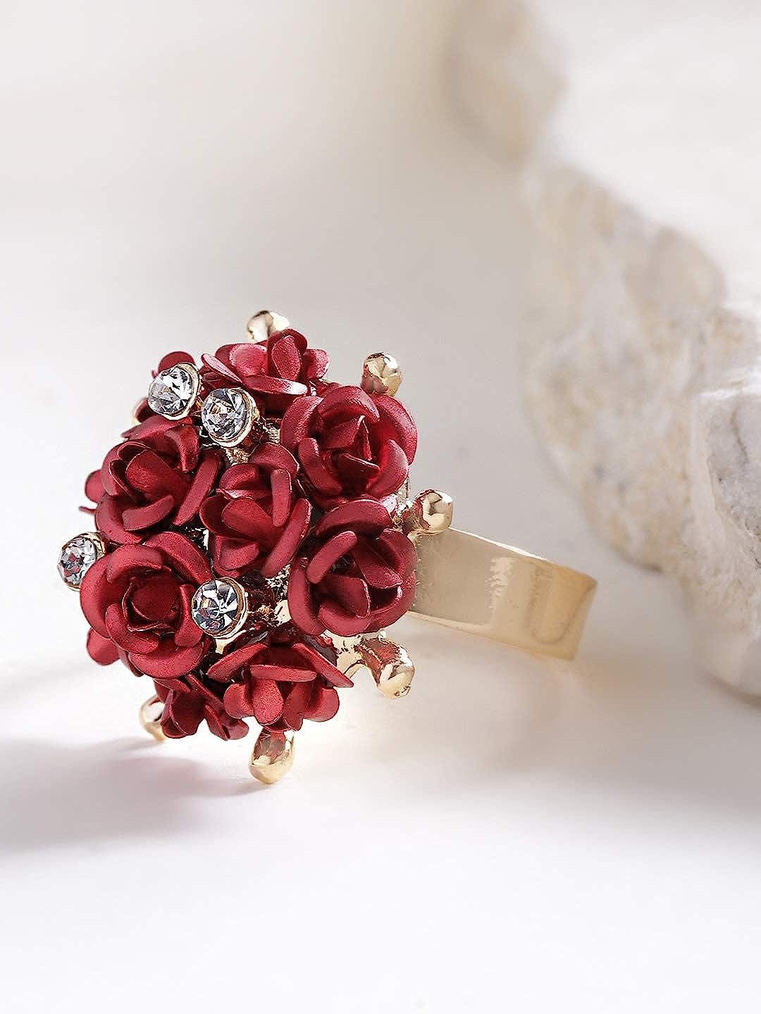 

YouBella Gold-Plated Stone Studded Adjustable Finger Ring