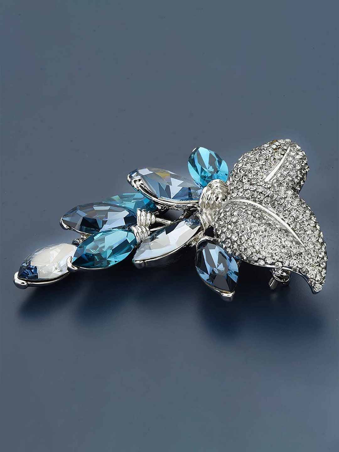 

YouBella Crystal-Charm Brooch, Blue