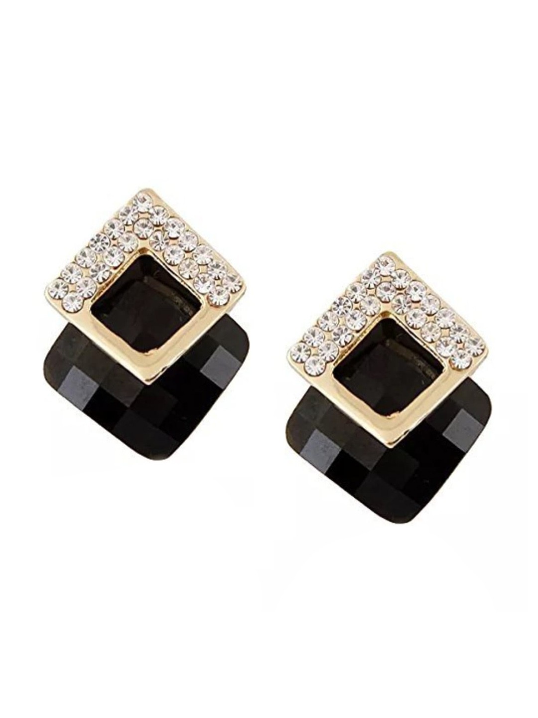 

YouBella Gold-Plated Stone-Studded Square-Shaped Studs Earrings