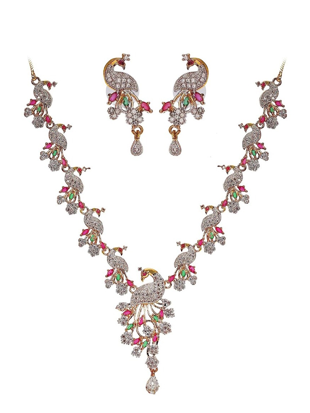 

YouBella Gold-Plated Stone Studded Jewellery Set, Silver