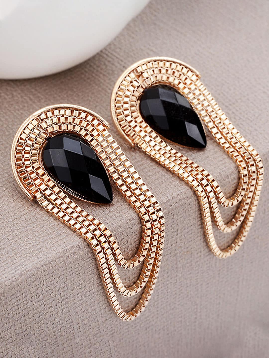 

YouBella Gold Plated Contemporary Stone Studded Drop Earrings