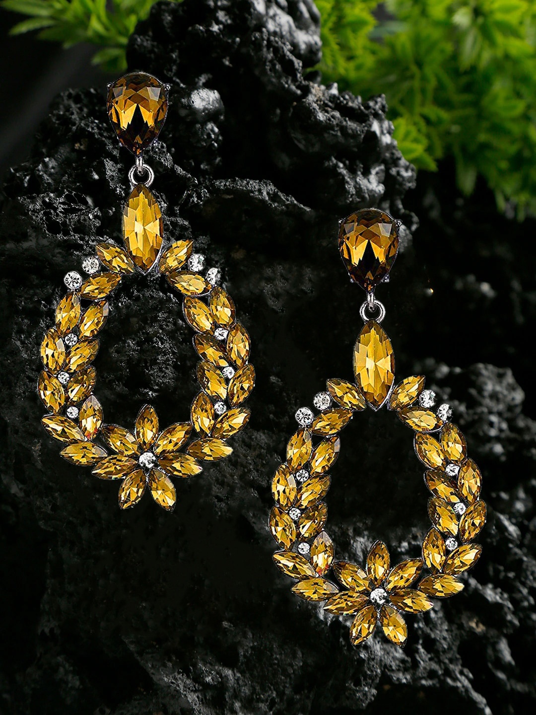 

YouBella Silver Plated Contemporary Zircon Studded Drop Earrings