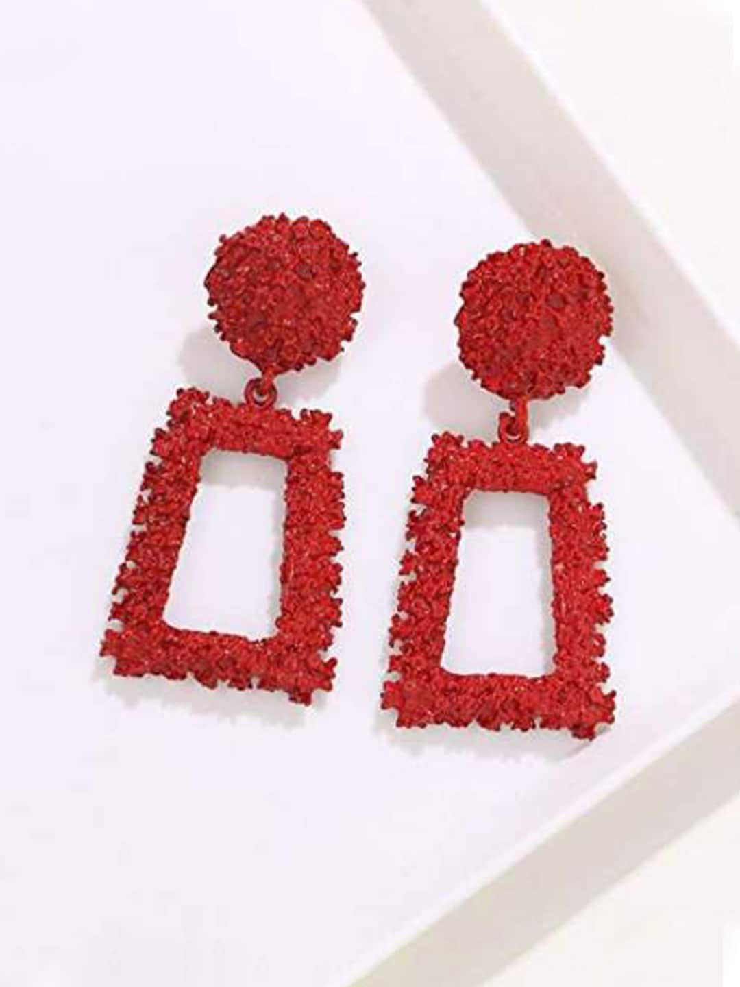 

YouBella Geometric Drop Earrings, Red