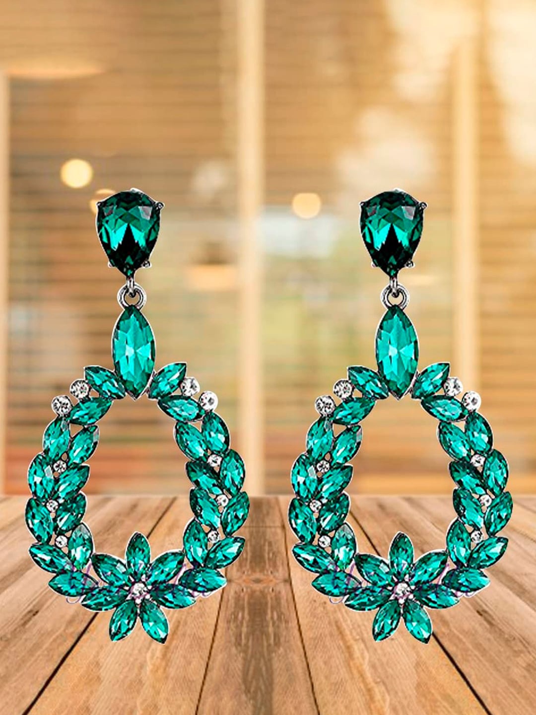

YouBella Silver Plated Contemporary Zircon Studded Drop Earrings