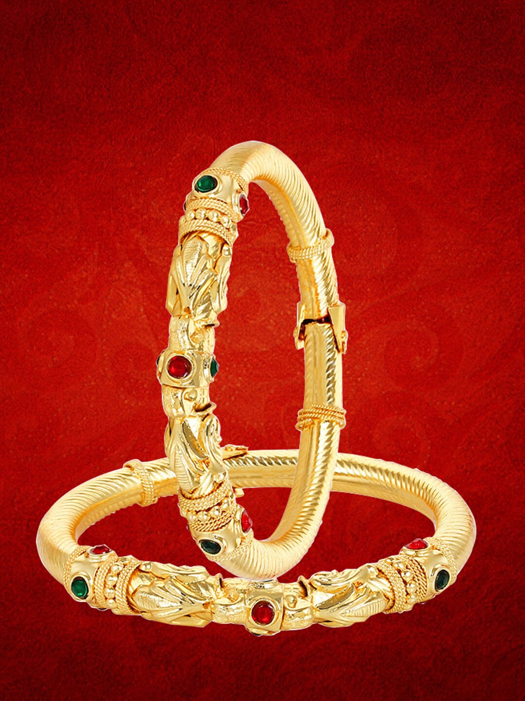 

YouBella Set Of 2 Gold-Plated & Stones-Studded Bangles