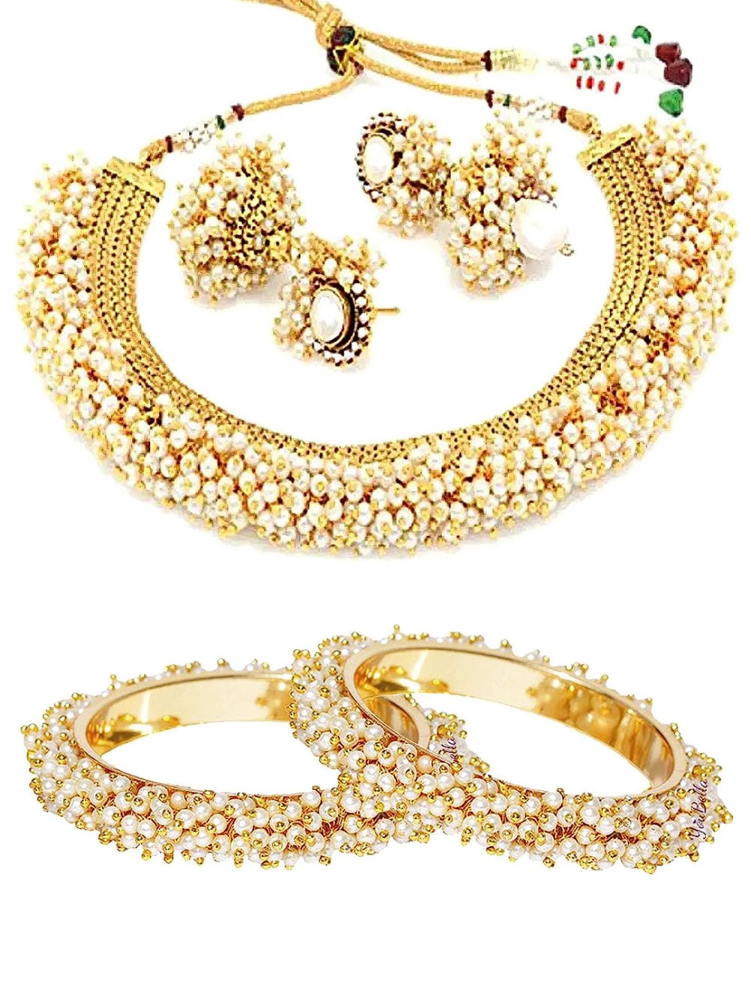 

YouBella Gold-Plated Beads-Studded & Beaded Jewellery Set