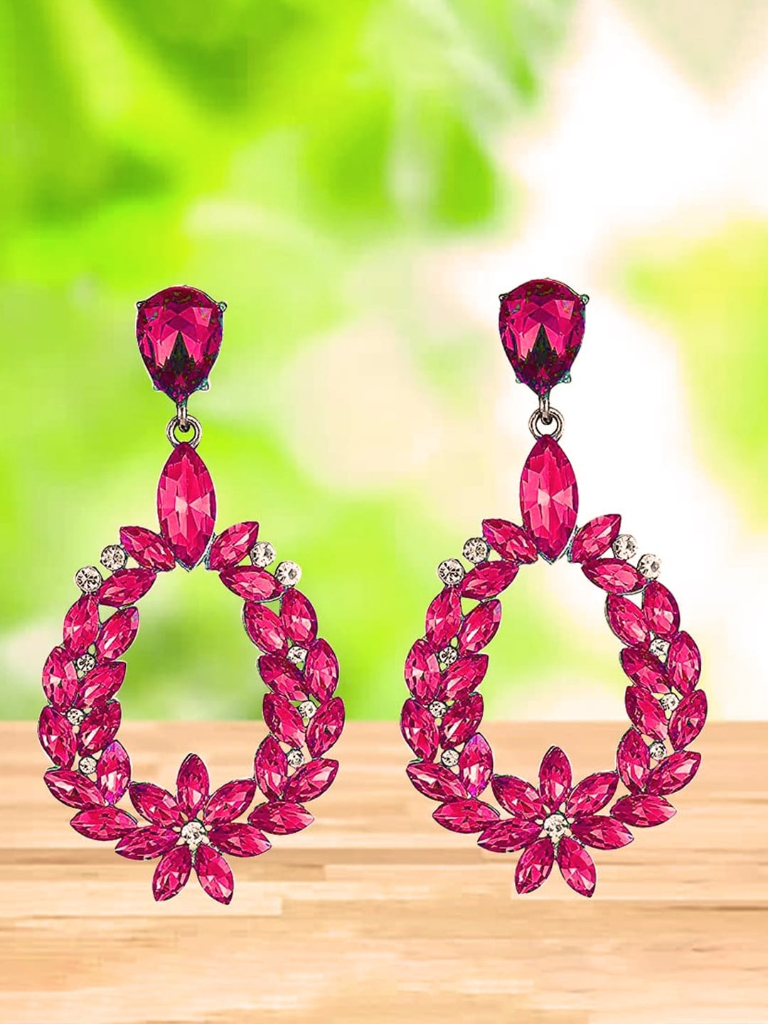 

YouBella Gold-Plated Floral Zircon Drop Earrings