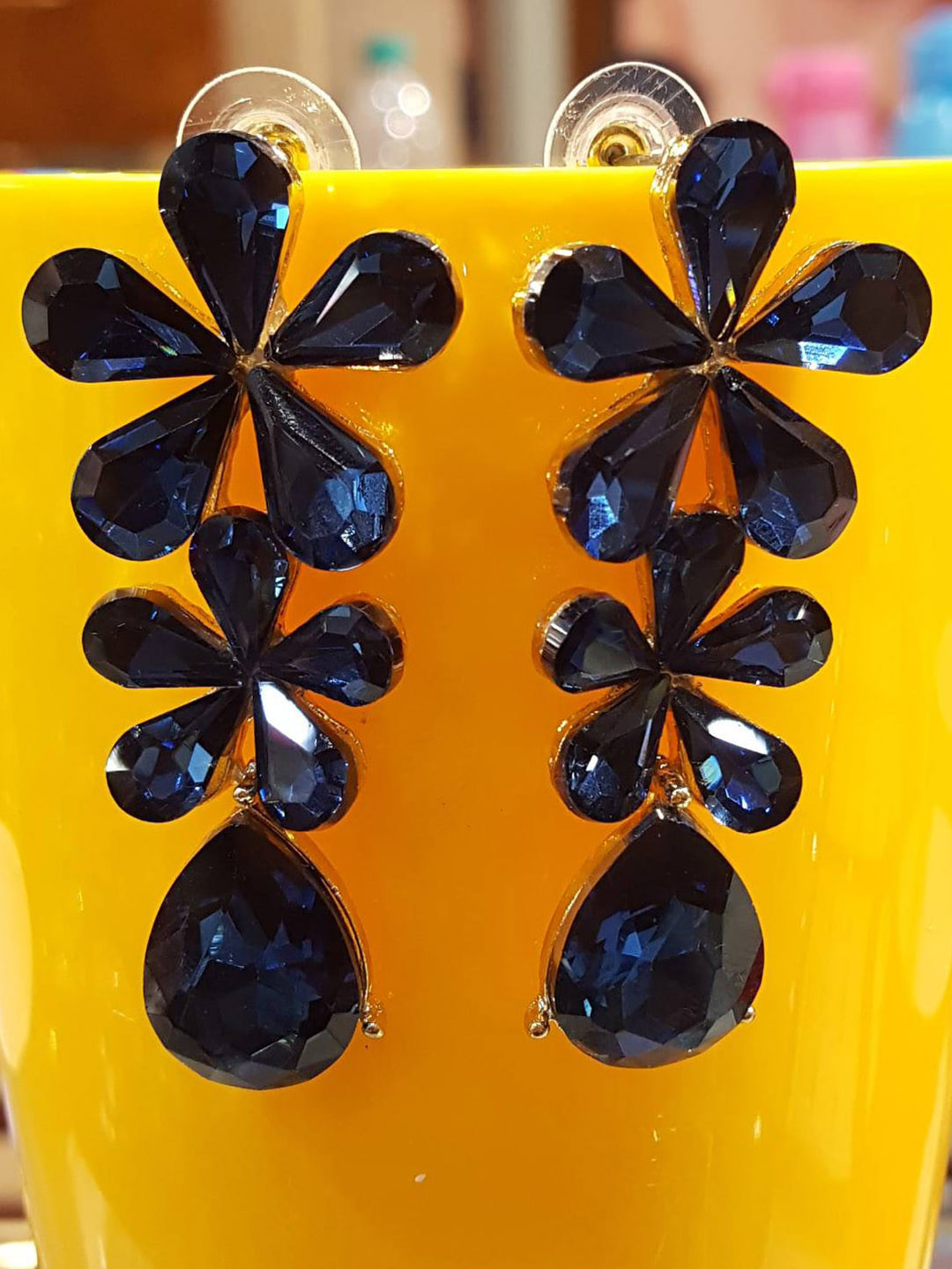 

YouBella Gold Plated Floral Zircon Studded Drop Earrings