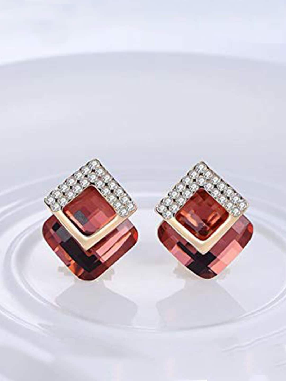 

YouBella Gold-Plated Contemporary Studs Earrings, Red
