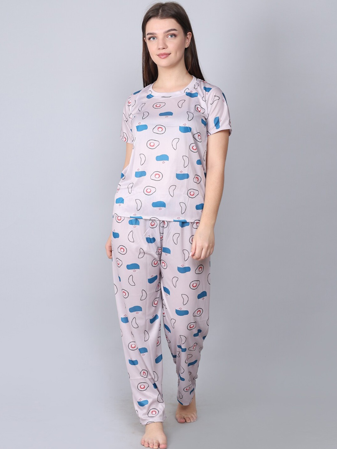 

XPIOX Graphic Printed Night suit, Off white