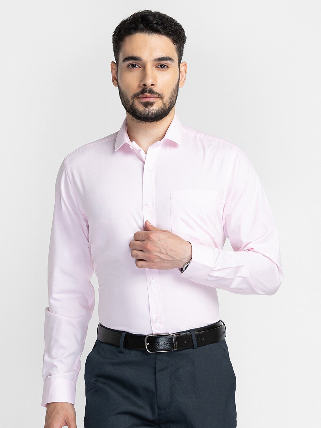 

INSPIRO Spread Collar Classic Slim Fit Cotton Formal Shirt, Pink