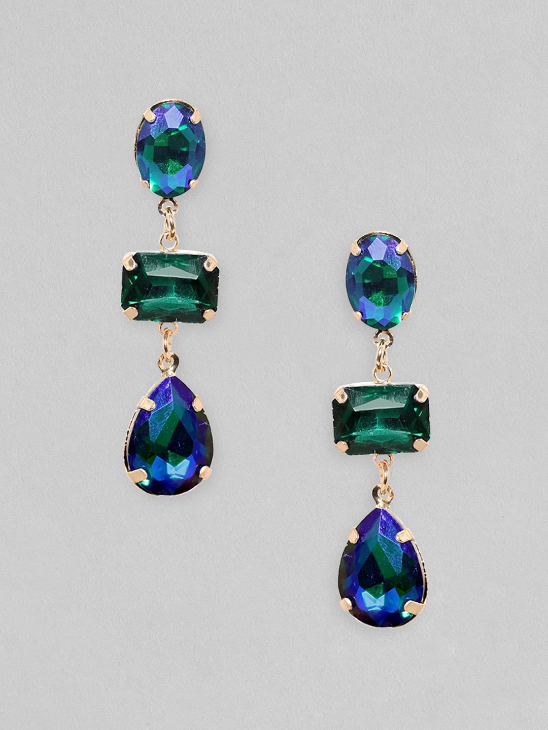 

Rubans Voguish Zirconia Studded Drop Earrings, Gold