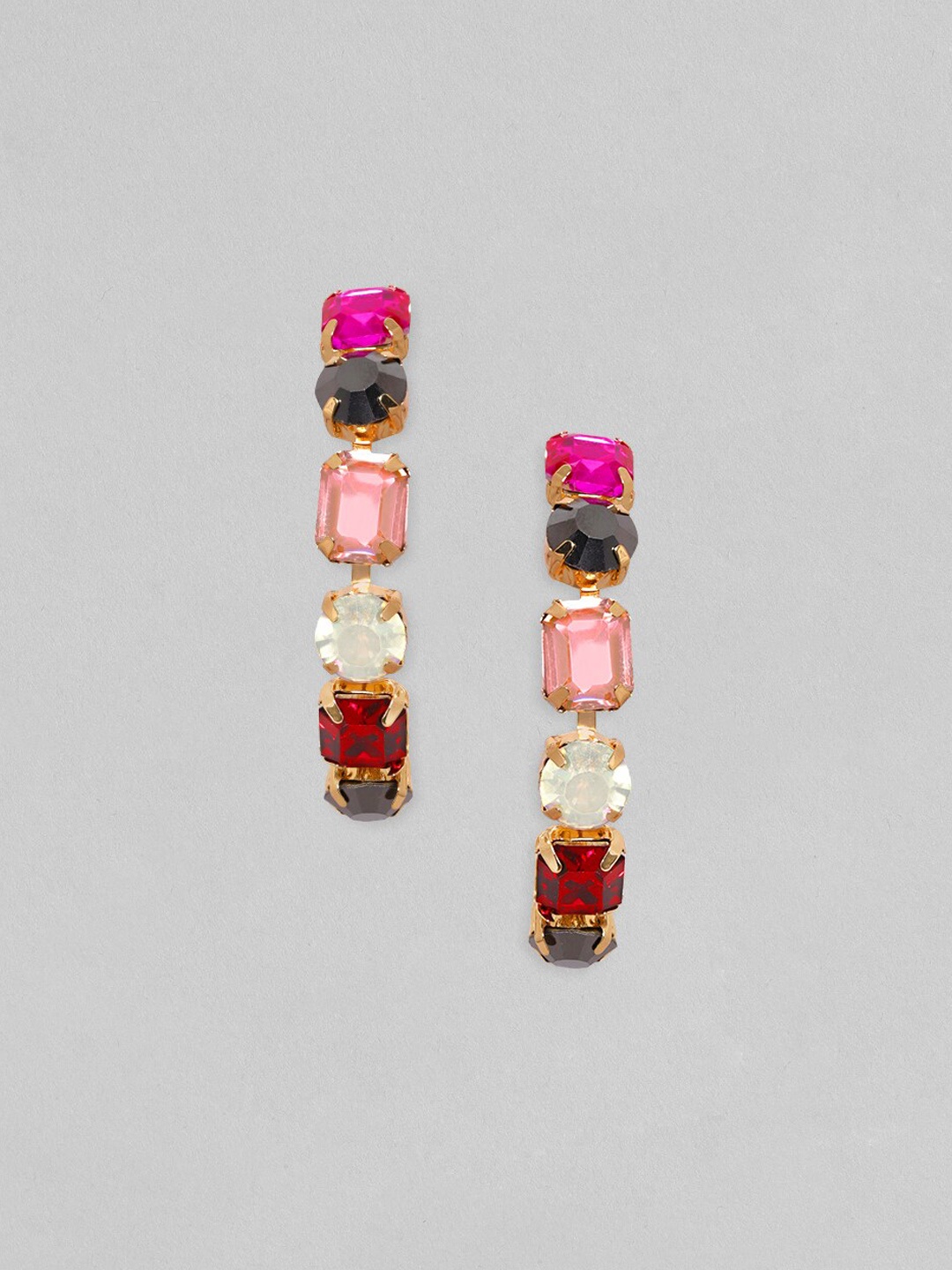 

Rubans Voguish Zirconia Studded Half Hoop Earrings, Gold