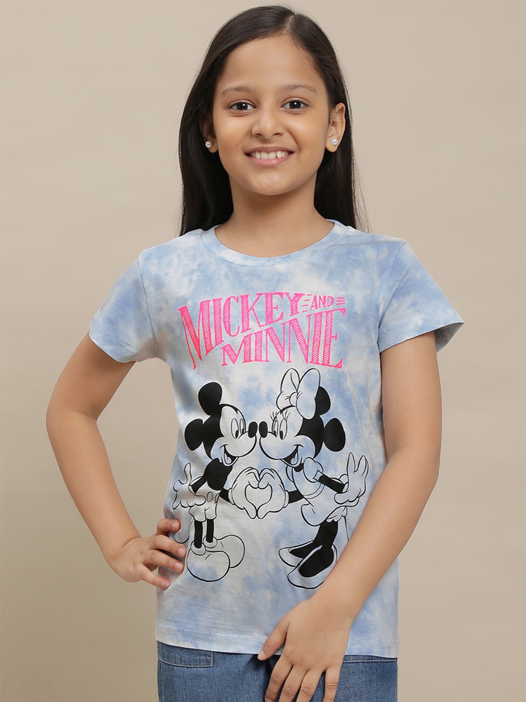 

Kids Ville Girls Graphic Mickey & Friends Printed Pure Cotton T-Shirt, Blue