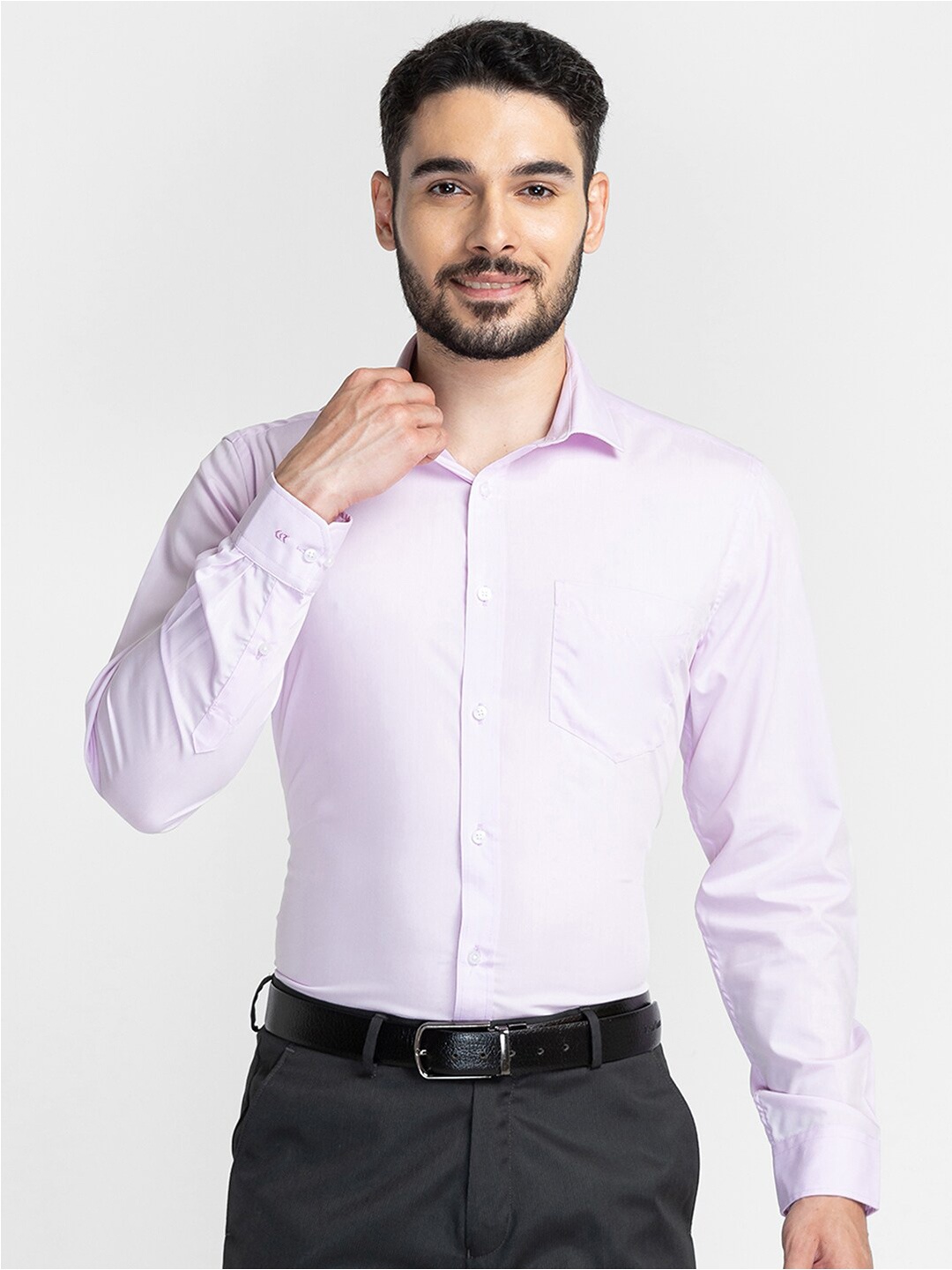 

INSPIRO Spread Collar Classic Slim Fit Cotton Formal Shirt, Purple