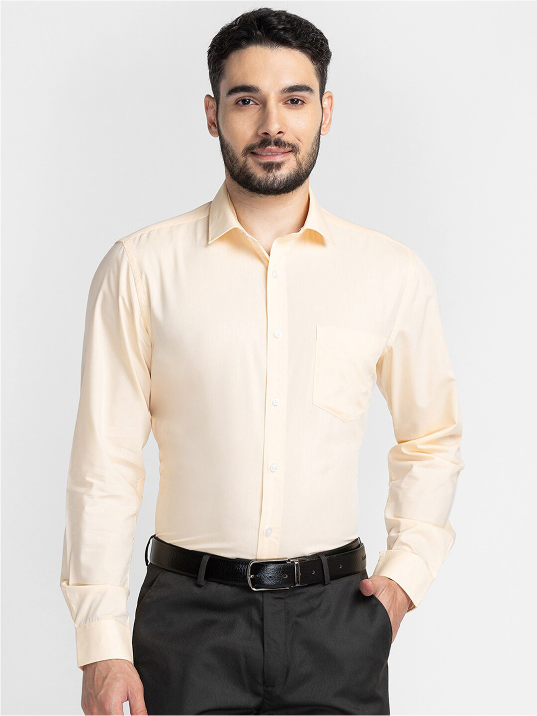 

INSPIRO Classic Slim Fit Spread Collar Formal Shirt, Orange