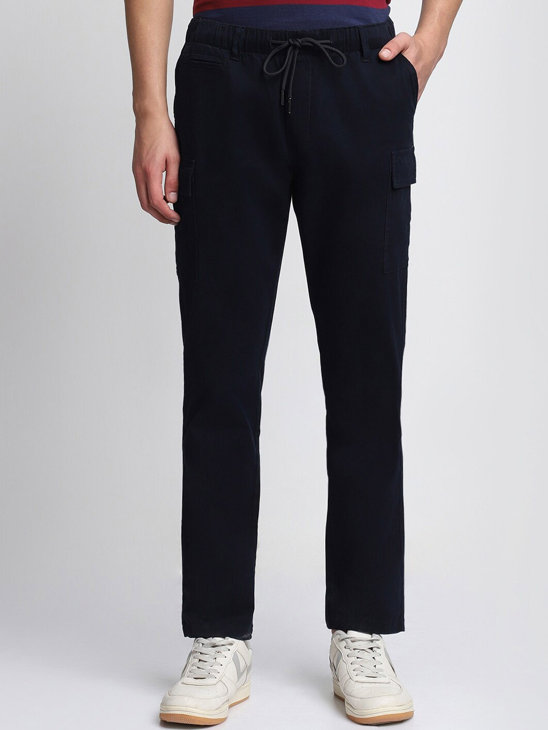 

Dennis Lingo Men Slim Fit Wrinkle Free Cargos Trousers, Navy blue