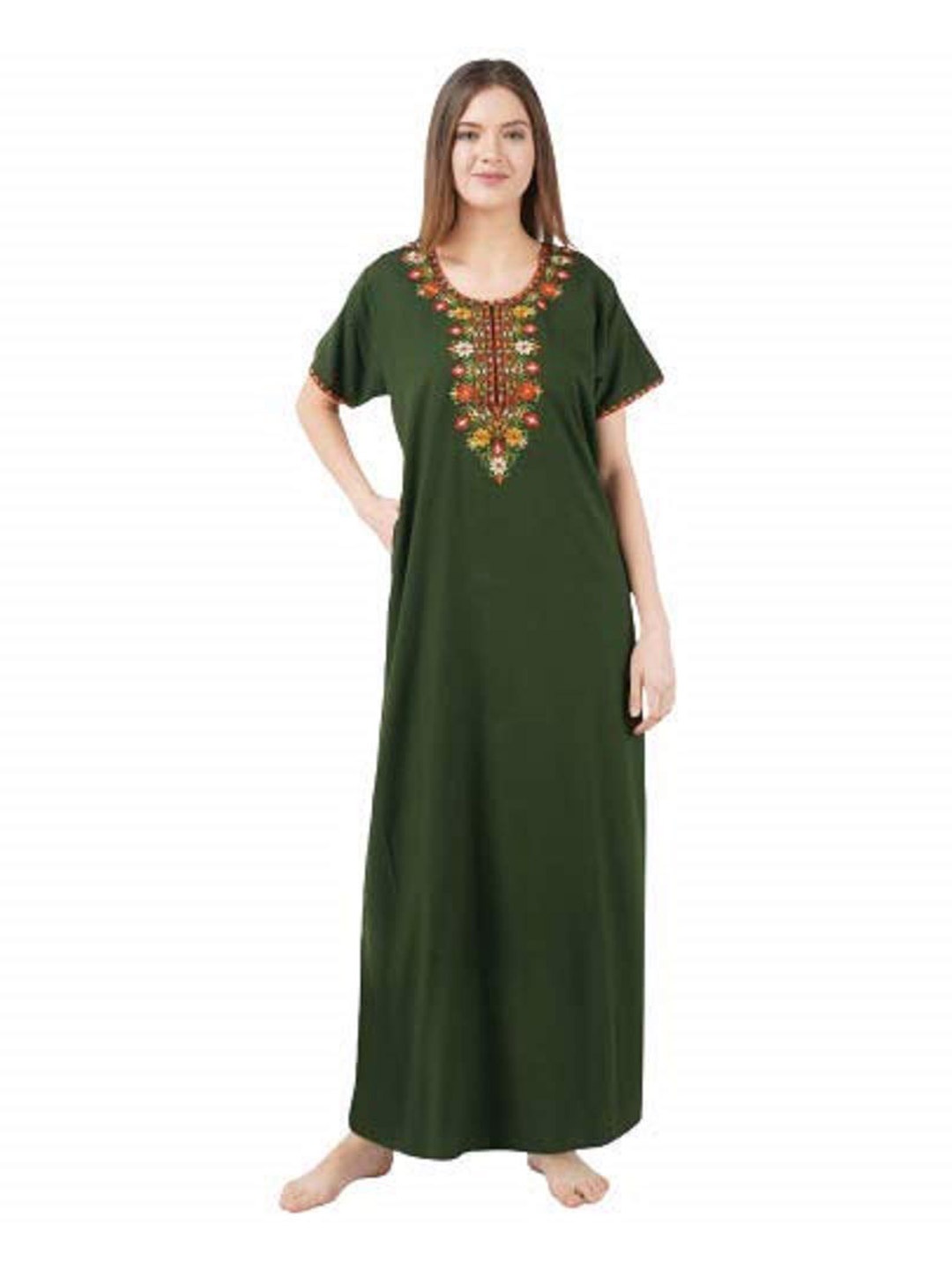 

KOI SLEEPWEAR Embroidered Maxi Nightdress, Green