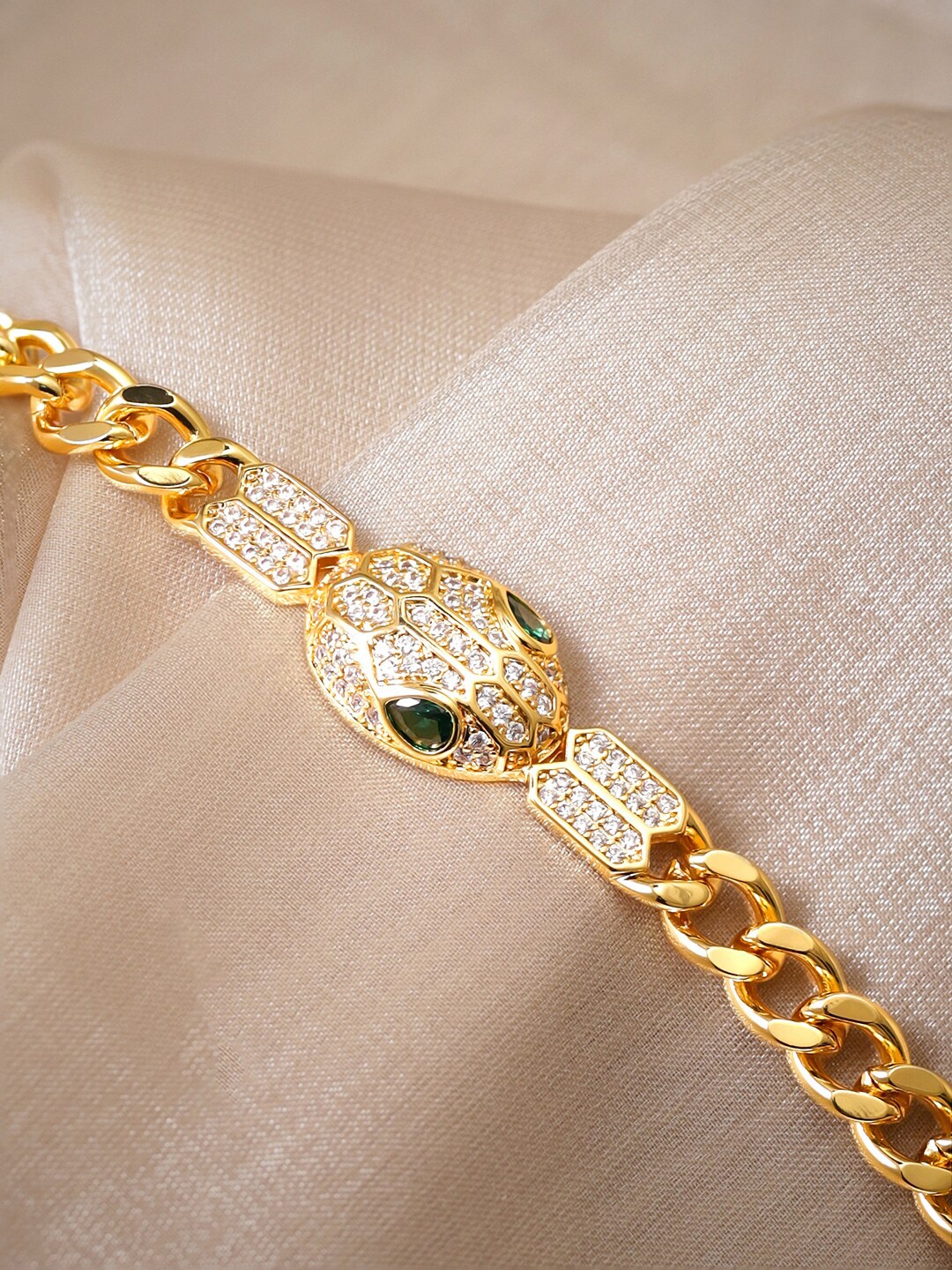 

Rubans Gold-Plated Crystal Studded Link Bracelet