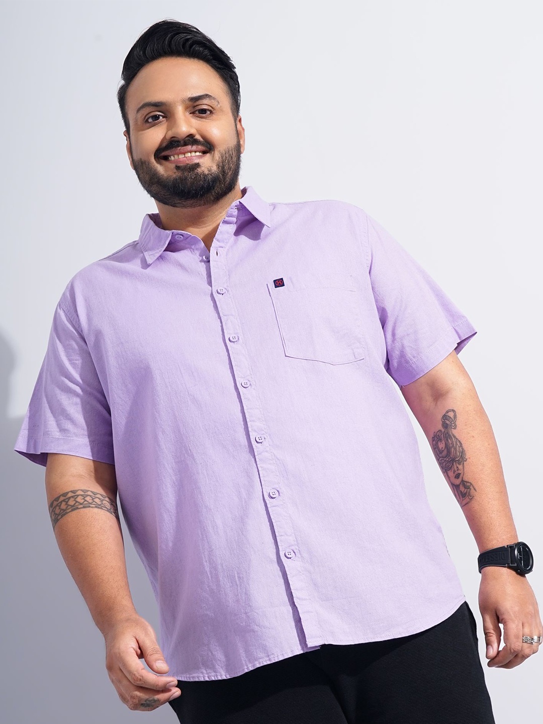 

Hardsoda by The Indian Garage Co Opaque Cotton Casual Shirt, Purple