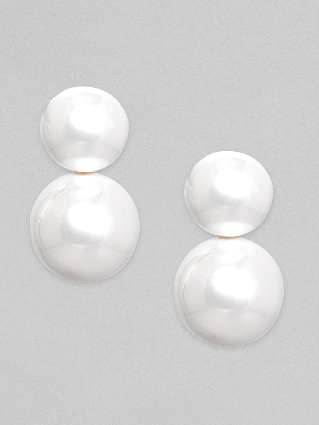 

Rubans Beaded Statement Geometric Drop Earrings, White