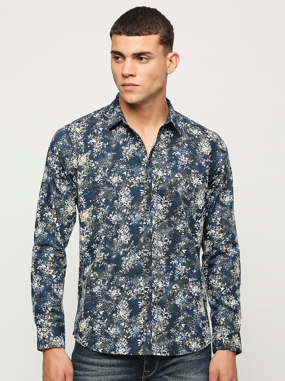 

Pepe Jeans Floral Printed Pure Cotton Casual Shirt, Blue