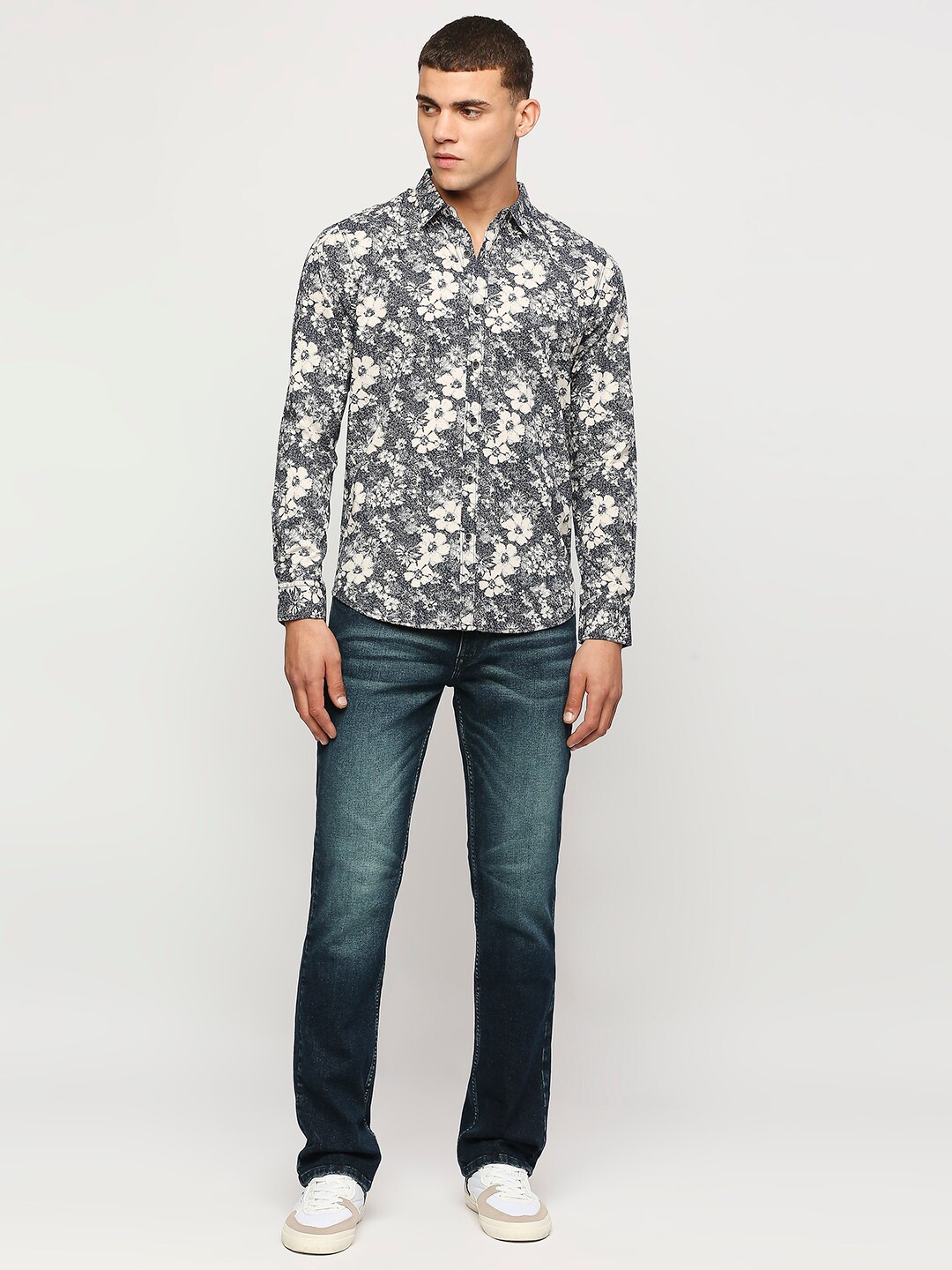 

Pepe Jeans Floral Printed Pure Cotton Casual Shirt, Blue